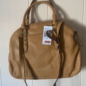 Michael Kors Pebbled Leather Satchel in Camel